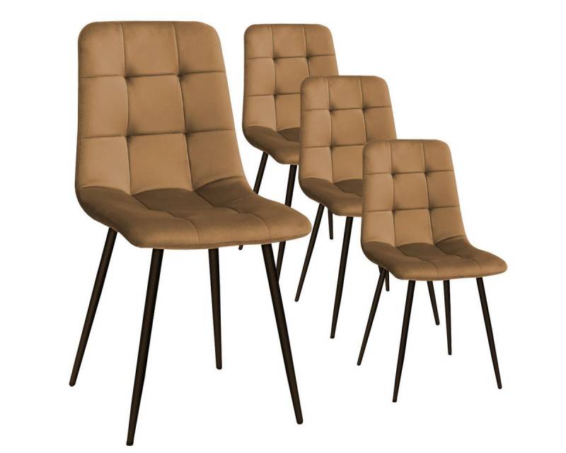 MULISOFT Esszimmerstuhl 2er/4er Set Küchenstuhl Polsterstuhl Wohnzimmerstuhl (4 St), Sessel mit Rückenlehne, Sitzfläche aus Samt, Metallbeine von MULISOFT