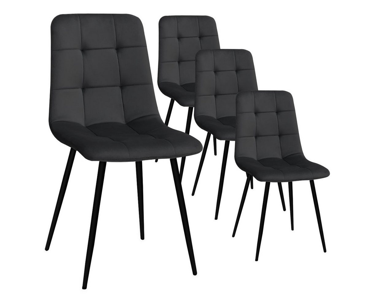 MULISOFT Esszimmerstuhl 2er/4er Set Küchenstuhl Polsterstuhl Wohnzimmerstuhl (4 St), Sessel mit Rückenlehne, Sitzfläche aus Samt, Metallbeine von MULISOFT
