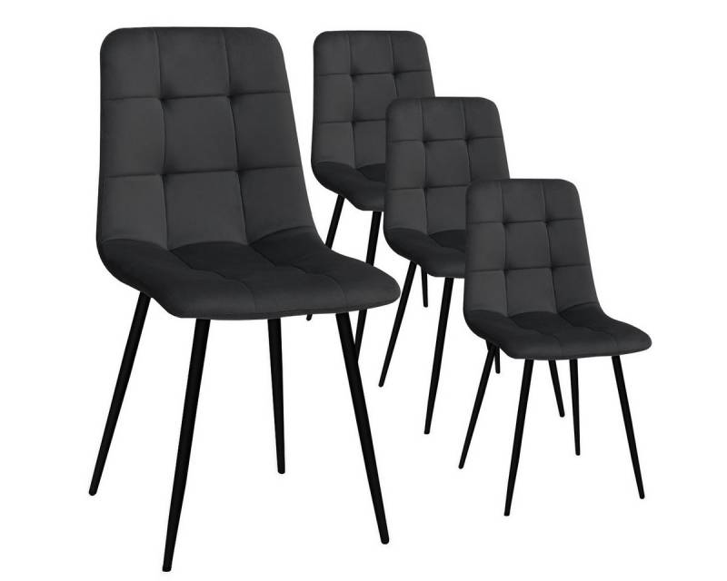 MULISOFT Esszimmerstuhl 2er/4er Set Küchenstuhl Polsterstuhl Wohnzimmerstuhl (4 St), Sessel mit Rückenlehne, Sitzfläche aus Samt, Metallbeine von MULISOFT