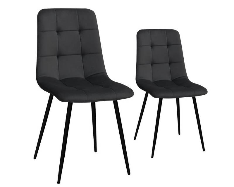 MULISOFT Esszimmerstuhl 2er Set Küchenstuhl Polsterstuhl Wohnzimmerstuhl (2 St), Sessel mit Rückenlehne, Sitzfläche aus Samt, Metallbeine von MULISOFT