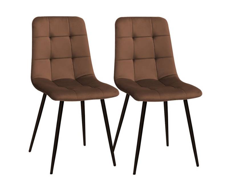 MULISOFT Esszimmerstuhl 2er Set Küchenstuhl Polsterstuhl Wohnzimmerstuhl (2 St), Sessel mit Rückenlehne, Sitzfläche aus Samt, Metallbeine von MULISOFT