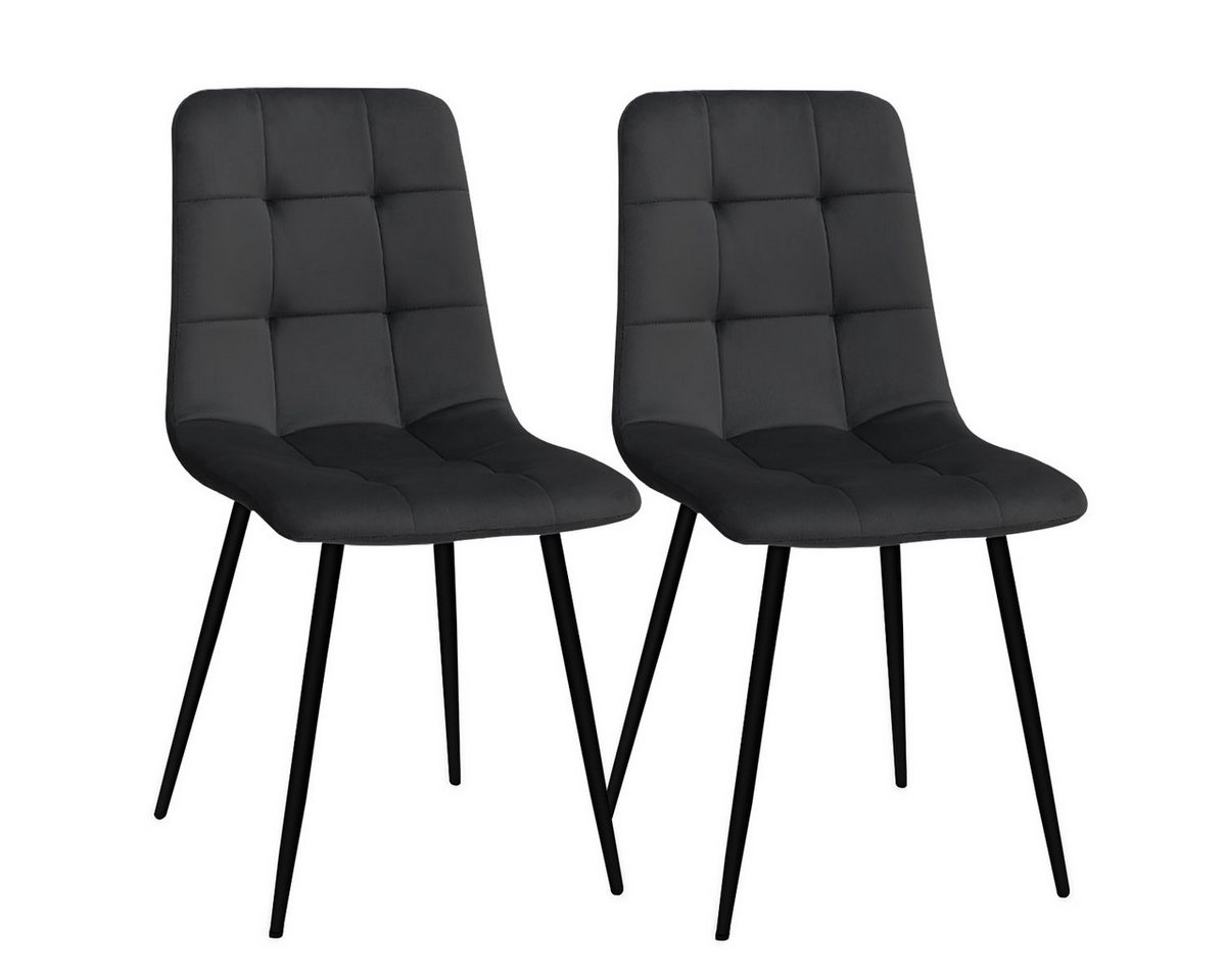 MULISOFT Esszimmerstuhl 2er Set Küchenstuhl Polsterstuhl Wohnzimmerstuhl (2 St), Sessel mit Rückenlehne, Sitzfläche aus Samt, Metallbeine von MULISOFT