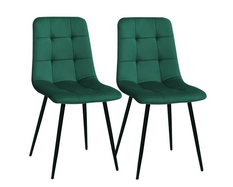 MULISOFT Esszimmerstuhl 2er Set Küchenstuhl Polsterstuhl Wohnzimmerstuhl (2 St), Sessel mit Rückenlehne, Sitzfläche aus Samt, Metallbeine von MULISOFT