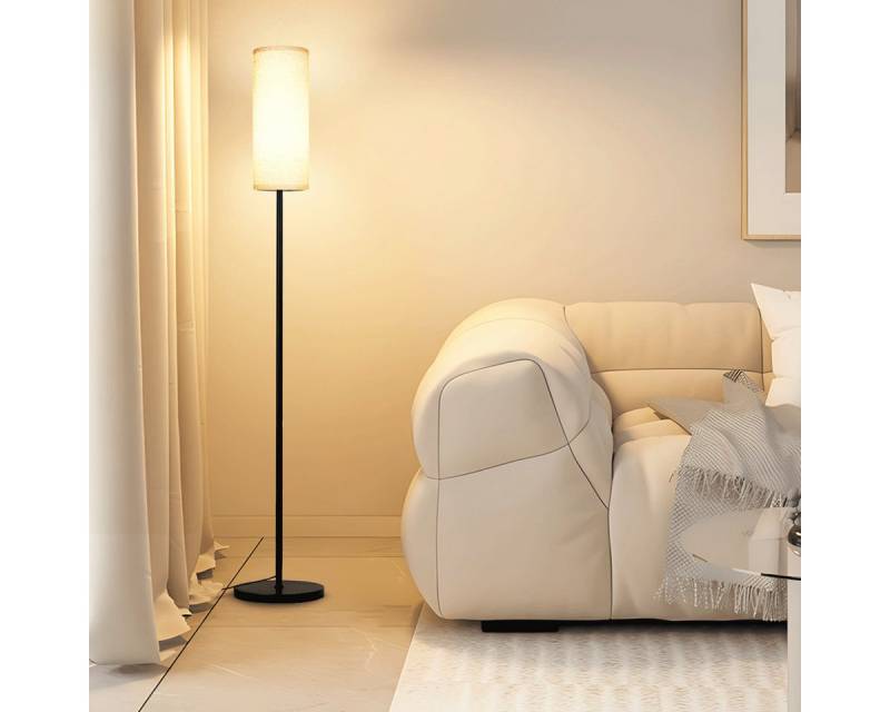 Simloveve Stehlampe 12W Dimmbar LED Stehlampe E27 Leselampe, Standleuchte mit Leinen Lampenschirm & Fußschalter, Stehleuchte mit 3 Farbtemperaturen von Simloveve