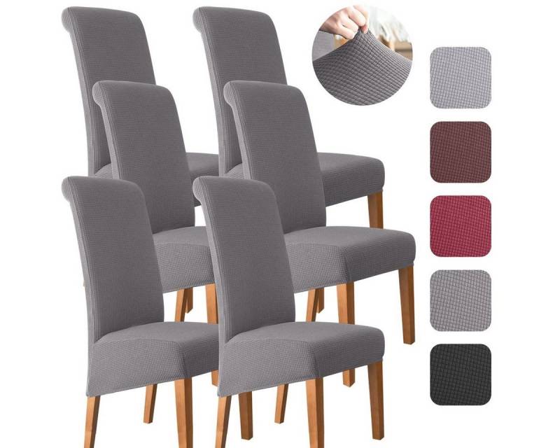 Simloveve Stuhlhusse Stretch Stuhlbezug 6er Set Stuhlhussen Waschbar elastische, Moderne M/L Husse Elasthan Stretchhusse Elastische Universal Waschbar von Simloveve