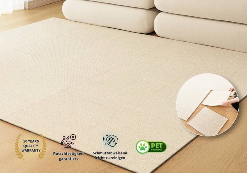 Simloveve Teppich Premium-Abnehmbare Teppichfliesen, 6 Stück, Länge 120cm×Breite 80cm, Höhe: 9 mm, umweltfreundliches Material,Extrem Rutschfest,Langlebigkeit von Simloveve