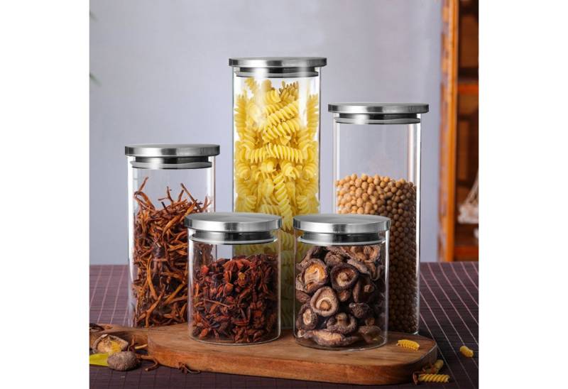 Simloveve Vorratsdose, Glas, Vorratsgläser mit deckel, 5er-Set von Simloveve