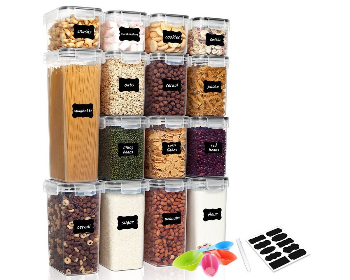 Simloveve Vorratsdose 15x Vorratsdosen Set Frischhaltedose Vorratsgläser, Polyprophylen (PP), (15-tlg), Absolut dicht, Lebensmittelsicherheit ohne Bisphenol A von Simloveve
