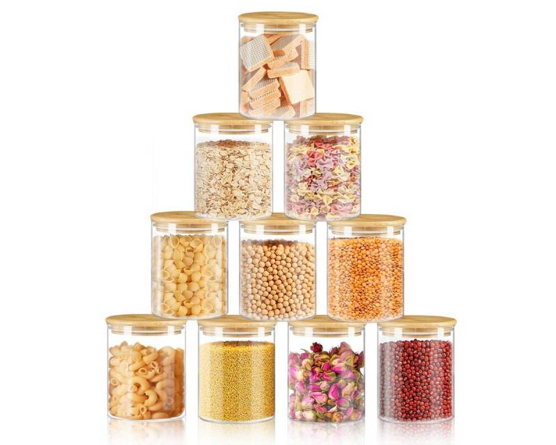 Simloveve Vorratsglas, Glas, (10cm x 12cm), 10 stk. 800ml Groß Vorratsgläser- Luftdicht - Spülmaschinenfest von Simloveve