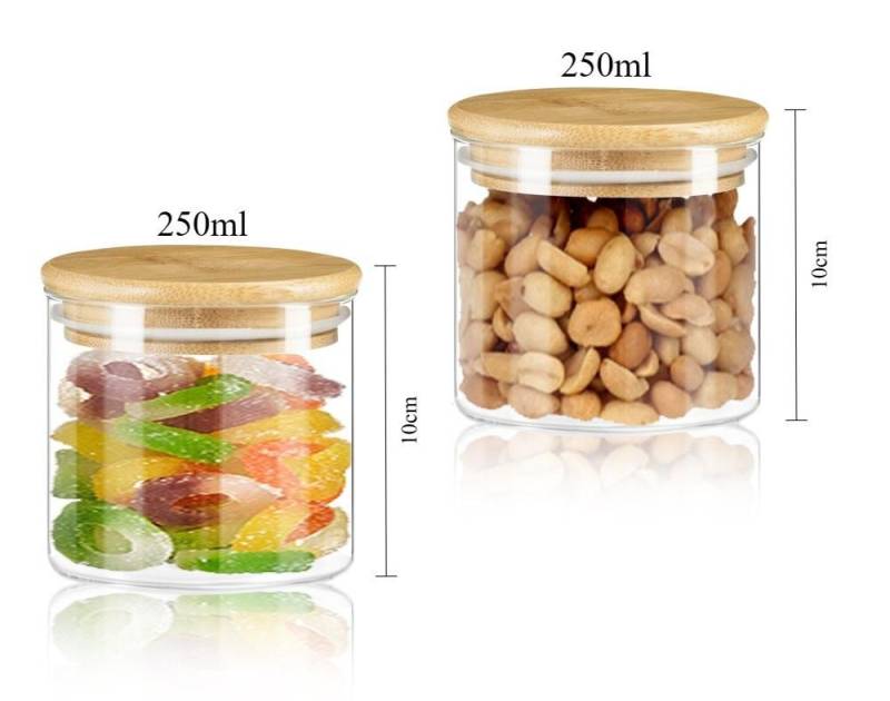 Simloveve Vorratsglas Vorratsdose Luftdicht Glas Vorratsdosen, (2er/4er/6er Set Vorratsgläser aus Borosilikatglas, 2-tlg), Küche Lebensmittel Lagerung Behälter mit Bambus Deckel von Simloveve