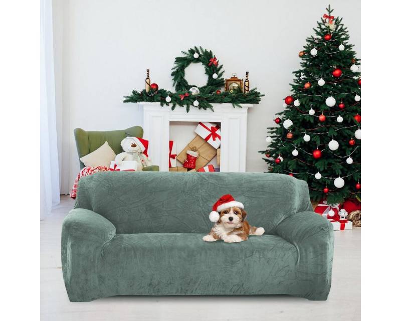 Sofahusse Stretch Samt Sofabezug Modern Sofaüberwurf Elastische Couchbezug, MULISOFT, Sofahusse mit Armlehne für Wohnzimmer, Protector für Hunde Haustiere von MULISOFT