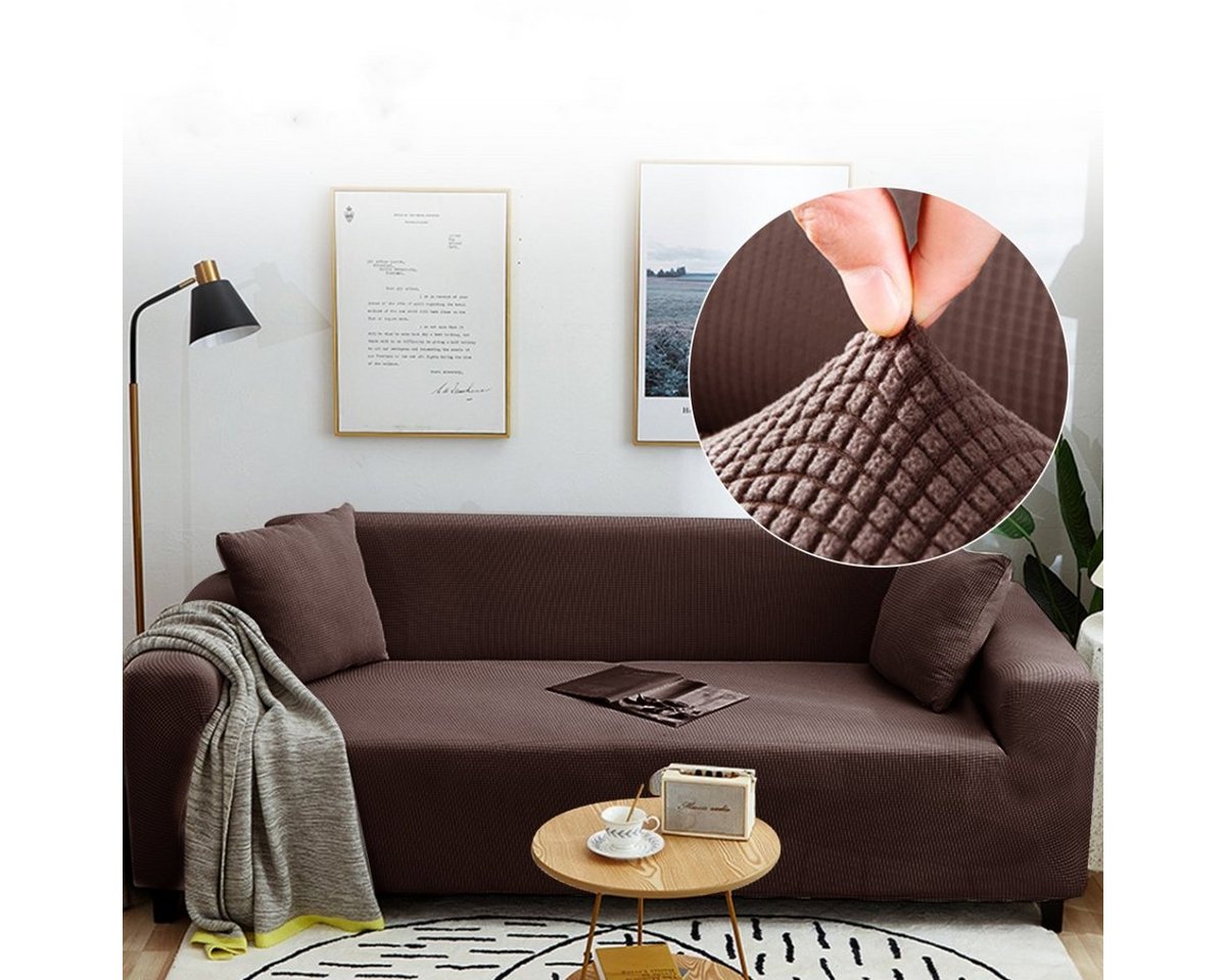Sofahusse Stretch-Sofabezug Elastisch Couch Sesselbezug mit dezentem Muster, MULISOFT, mit elastischem Bund, rutschfesten Schaumstoffstreifen von MULISOFT