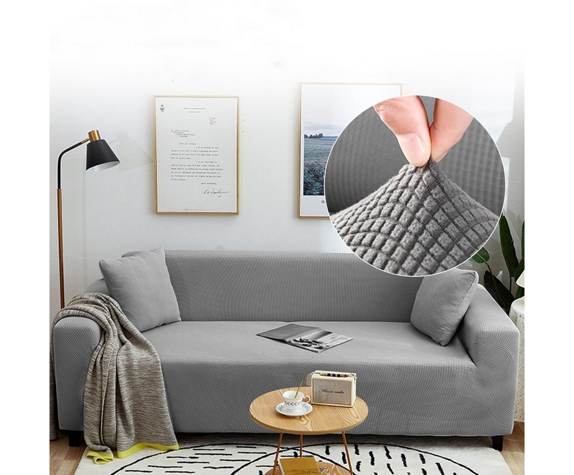Sofahusse Stretch-Sofabezug Elastisch Couch Sesselbezug mit dezentem Muster, MULISOFT, mit elastischem Bund, rutschfesten Schaumstoffstreifen von MULISOFT