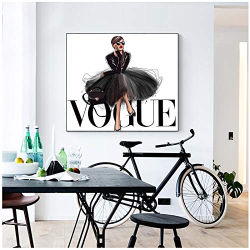 Mode Figur Poster und Drucke Vogue Wall Pop Art Malerei auf Leinwand Bild Home Decor- 60x60cm ohne Rahmen von Suuyar