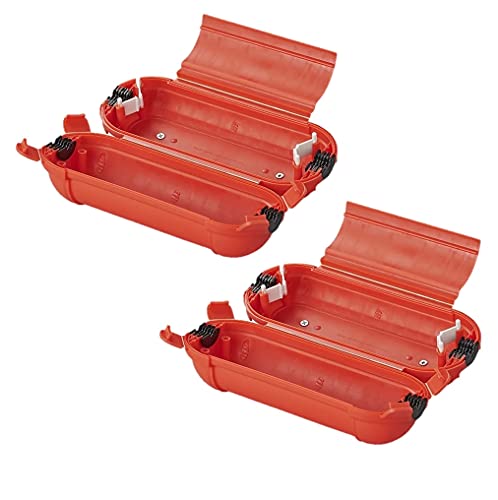 2er Pack Sicherheitsbox für Schuko Stecker – Wasserdichte Outdoor Schutzbox (IP44) für Kabel, Optimale Sicherheit für Steckverbindungen, 21x8x8,5 cm (Schuko Stecker, rot) von MULTIBROS