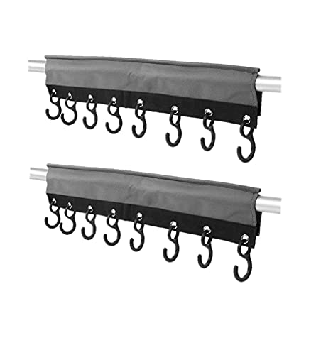 MULTIBROS 2er Pack Camping Hakenleiste mit 8 Haken | 58cm Aufhängesystem mit Keder- und Klettbefestigung | Ideal für Vorzelte, Wohnwagen und Campingbedarf von MULTIBROS