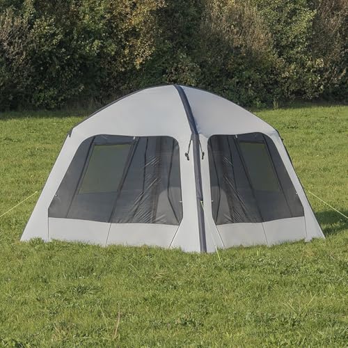 Multibros Pavillon aufblasbar 365x365 cm – 300D PU-Beschichtung – Air Shelter inkl. Pumpe, Heringe, Seile & Tragetasche – mit Seitenwänden mit Fenster oder Fliegengitter (Seitenwand mit Fliegengitter) von MULTIBROS