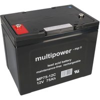 Multipower - B-Ware Blei-Akku MP75-12C Pb 12V 75Ah Zyklenfest, M6 Innengewinde von MULTIPOWER