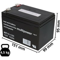 Multipower - Akku kompatibel E-Mobil Reha Dietz Schiebehilfe 12V 15Ah von MULTIPOWER