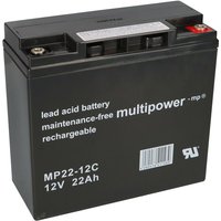 Multipower - Blei-Akku MP22-12C Pb 12V 22Ah zyklenfest M6 Innengewinde von MULTIPOWER