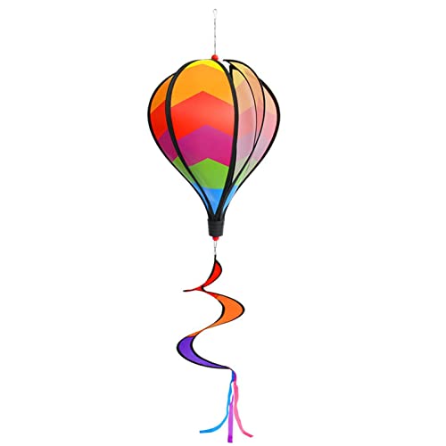 MUMIAO Ballon-Windspiel | Bunte Windmühle für Haus, Garten, Veranda, Baumdekoration | Gestreifter Regenbogen Windsack Rotierende Pailletten Windrad von MUMIAO