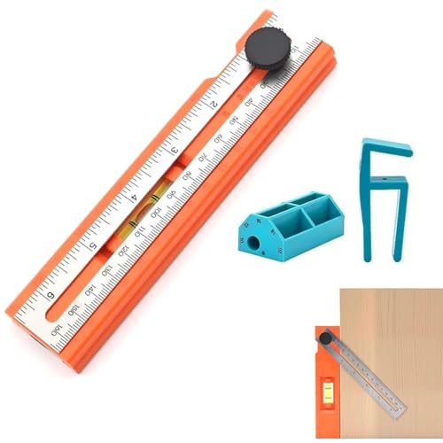 Einstellbares Positionierungsmarkierungs-Winkelmesser-Werkzeug, Holzbearbeitungswinkel Markierungs- und Messwerkzeug, Winkel 15°- 90°, Wasserwaage & Festpunkt, kompakter Tischler für Holzbearbeitung Einstellbares Positionierungsmarkierungs-Winkelmesser-Werkzeug, Holzbearbeitungswinkel Markierungs- und Messwerkzeug, Winkel 15°- 90°, Wasserwaage & Festpunkt, kompakter Tischler für Holzbearbeitung von MUMQAQ
