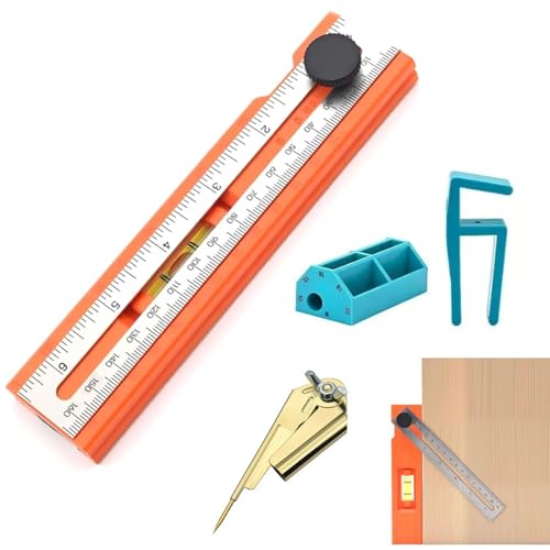 Einstellbares Positionierungsmarkierungs-Winkelmesser-Werkzeug, Holzbearbeitungswinkel Markierungs- und Messwerkzeug, Winkel 15°- 90°, Wasserwaage & Festpunkt, kompakter Tischler für Holzbearbeitung Einstellbares Positionierungsmarkierungs-Winkelmesser-Werkzeug, Holzbearbeitungswinkel Markierungs- und Messwerkzeug, Winkel 15°- 90°, Wasserwaage & Festpunkt, kompakter Tischler für Holzbearbeitung von MUMQAQ