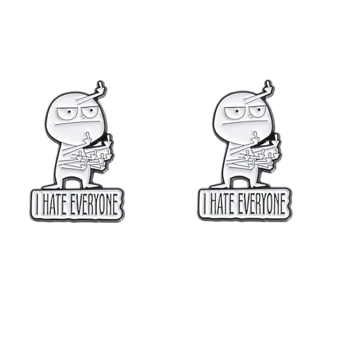 Lustige Brosche "I Hate Everything" mit Aufschrift "I Hate Everyth", lustige Brosche in der Mitte, witzige Kragen-Brosche, Fingerrevers, 2 Stück Lustige Brosche "I Hate Everything" mit Aufschrift "I Hate Everyth", lustige Brosche in der Mitte, witzige Kragen-Brosche, Fingerrevers, 2 Stück von MUMQAQ