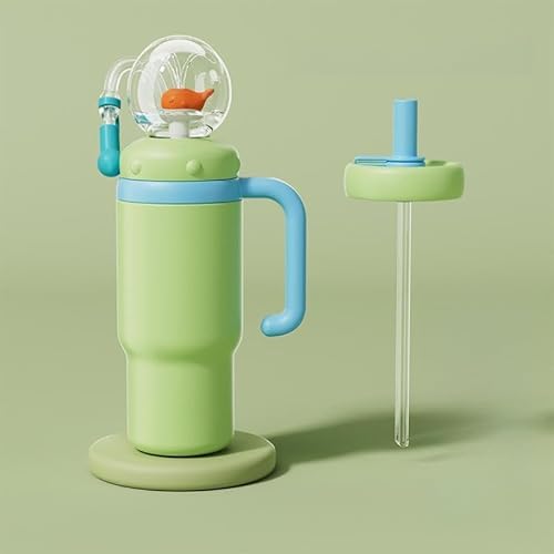 MUMQAQ Walbrunnenbecher aus Edelstahl mit Griff, 2 Deckel, auslaufsicher, spülmaschinenfest, niedlich und perfekt für Kinder, Jugendliche und Erwachsene, Walbecher mit Walspritzer, 680 ml von MUMQAQ