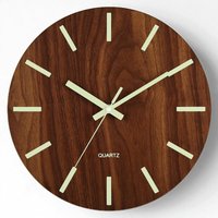 Mumu - 12 Zoll Beleuchtete Wanduhr Silent Tickless Design Holz Nachtlicht Runde Wanduhr für Wohnzimmer und Schlafzimmer im Dunkeln leuchten – Maßstab von MUMU