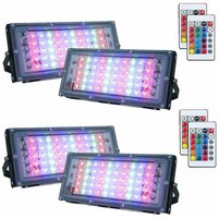 4er-Pack Dimmbares RGB-LED-Flutlicht für den Außenbereich, IP66 wasserdicht mit Fernbedienung, 16 Farben, 4 Beleuchtungsmodi für den Außenbereich, von MUMU