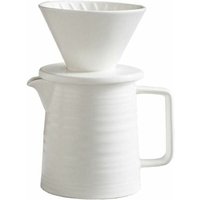 Mumu - 500-ml-Kaffeekannenset, Premium-V60-Keramiktropfer und Dekanter, 1–2 Tassen Haushaltsfilterkaffeemaschine (weiß) von MUMU