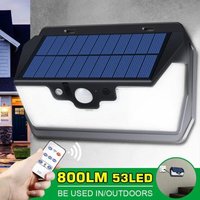 53LED Solarlampe Außenwandleuchte Fernbedienung Solarladung/USB Gartenbeleuchtung 800LM von MUMU