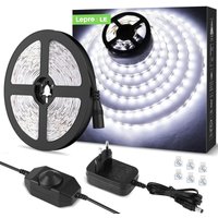 5M led 1200LM Kaltweiß Dimmbar, 12V 6000K 300LEDs 2835, Selbstklebender LED-Streifen mit Dimmer, Anschlüssen + Transformator, Innenbeleuchtung für von MUMU