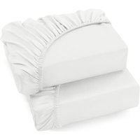 Bettwäsche-Set mit 2 Spannbettlaken – Weiß, 150 x 200 cm – 35-cm-Körbchen für dicke Matratzen – gebürstete Mikrofaser FLITI von MUMU