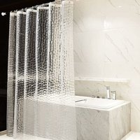 Duschvorhang 180x200cm 100% EVA Halbtransparent Wasserdicht Anti-Schimmel, PVC Frei, 0,2mm dick 3D Wasserwürfel mit 12 Ringen Badezimmervorhang für von MUMU