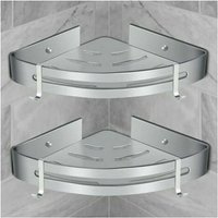 Eck-Duschregal, Badezimmerregal ohne Bohren, selbstklebende Wandmontage-Duschablage (2 Stück) von MUMU