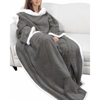 Mumu - Fleecedecke mit Ärmeln und Taschen, Flanellärmel, kariertes Geschenk für Frauen, Decke mit weichen und warmen Ärmeln, 180 x 140 cm, von MUMU