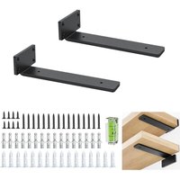 Jalleria Wandregalhalterung, 2 Stück 20 cm/8 Zoll robuste Industrie-Regalhalterung, schwarze Metall-L-Halterungen zur Unterstützung von DIY-Regalen Jalleria Wandregalhalterung, 2 Stück 20 cm/8 Zoll robuste Industrie-Regalhalterung, schwarze Metall-L-Halterungen zur Unterstützung von DIY-Regalen von MUMU