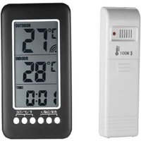 Kabelloses Innen-/Außenthermometer, 2-in-1-Uhr, ℃/℉ LCD-Thermometer, digitales Innen-/Außenthermometer, Uhr, Temperaturmessung mit Sender FLITI von MUMU