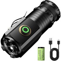 LED Taschenlampe Mini extrem hell, 5000 Lumen, wiederaufladbar, 5 Leuchtmodi, kleine Taschenlampe mit Magneten und langer Betriebsdauer, 3 x starke von MUMU