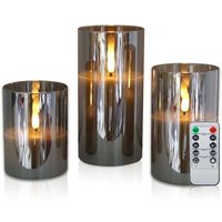 Led Kerzenset mit Fernbedienung Timerfunktion 300 Std. flackernd Paraffin Echtwachs mit Glas Mumu von MUMU