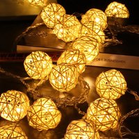 Mumu - Lichterkette für den Innenbereich 40 warmweiße LED-Rattankugeln IP20-Bewertung 5M Weihnachten Zuhause Schlafzimmer Wohnzimmer Dekor von MUMU