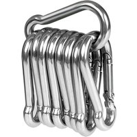 Mumu - 10 Stück robuste Karabiner aus Edelstahl 304, Premium-Qualität, 50 mm x 5 mm, Karabiner aus Edelstahl mit Ratschenverschluss für alle Arten von MUMU