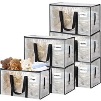Mumu - 100 l große, transparente Polyester-Aufbewahrungstasche, Set mit 6 wasserdichten Umzugstaschen mit Reißverschluss und Griff, Aufbewahrungsbox Mumu - 100 l große, transparente Polyester-Aufbewahrungstasche, Set mit 6 wasserdichten Umzugstaschen mit Reißverschluss und Griff, Aufbewahrungsbox von MUMU