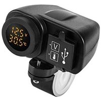 Mumu - 12 v 5 v Motorrad-USB-Ladegerät für 2,1 a 12 v Motorrad-Ladegerät mit LED-Anzeige, Voltmeter, Thermometer von MUMU