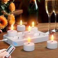 Mumu - 6 Stück Led Teelichter mit Timer Wiederaufladbar Kerzen led Tea Light Flammenlose Kerzen Flackern Kerzenlicht Nachtlicht Elektrische Mumu - 6 Stück Led Teelichter mit Timer Wiederaufladbar Kerzen led Tea Light Flammenlose Kerzen Flackern Kerzenlicht Nachtlicht Elektrische von MUMU