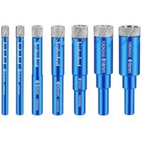 Mumu - 7-teiliges Diamantbohrer-Set Fliesenbohrer Glasbohrer [5, 6, 8, 10, 12,14,16 mm] mit 6 mm Hartmetallbohrer Diamantbohrer für harte Fliesen von MUMU