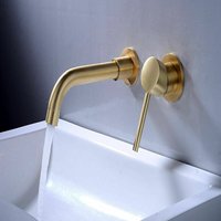 Badezimmer-Waschtischarmatur aus Messing, Wandmontage, gebürstetes Gold von MUMU