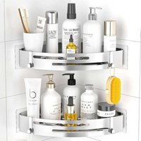 Mumu - Duschregal ohne Bohren Ecken: Duschregal Edelstahl 2er Pack Duschkorb Selbstklebend mit 4 Haken Badregal für Dusche Aufbewahrung Shampoo und von MUMU